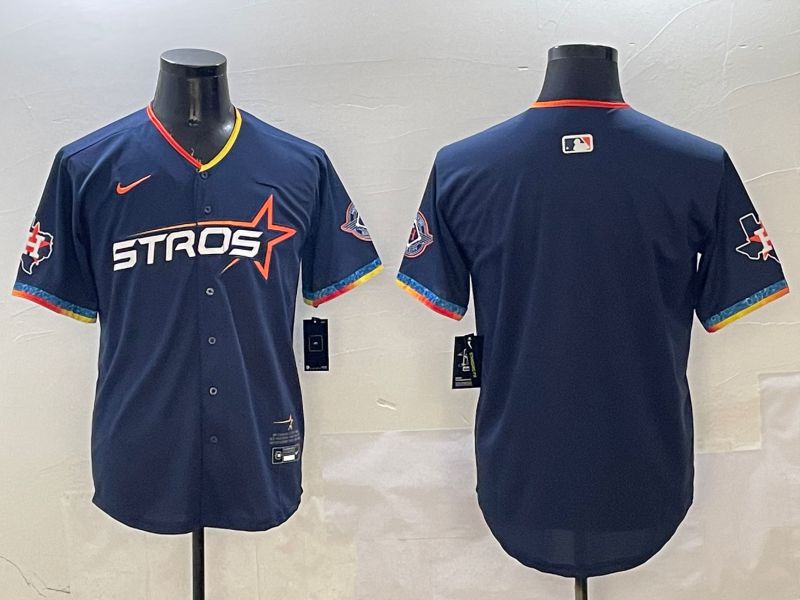 Men Houston Astros Blank Drak Blue Fourth generation Joint Name 2025 Nike MLB Jersey style 1